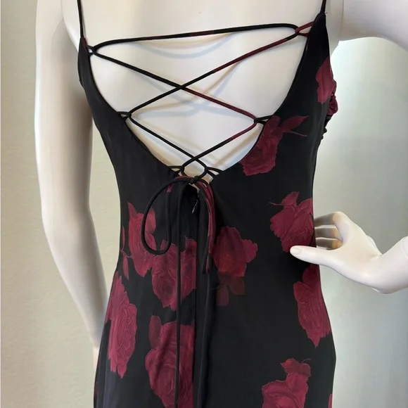 Betsy & Adam Whimsigoth Floral Cowl Neck Maxi Dress 90s VTG - Picture 4 of 7